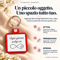 Attiva, personalizza e ritrova la Pagina Moments del portachiavi Ogni giorno scelgo te.