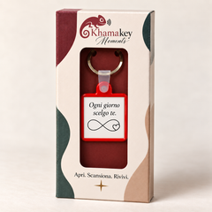 Portachiavi Ogni giorno scelgo te rosso nella confezione KhamaKey Moments