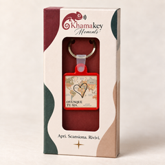 Portachiavi Ovunque tu sia rosso nella confezione KhamaKey Moments